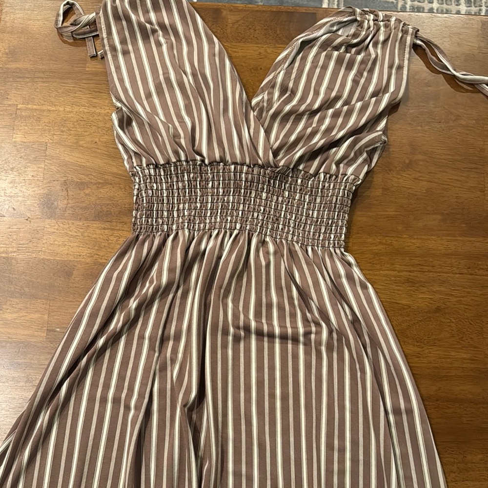 Jon & Anna Brown Cream Smocked Sundress